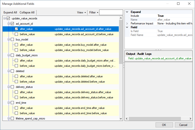 SSIS Snapchat Business Source component - Manage Additional Fields